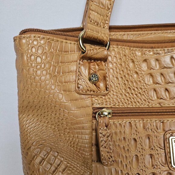 MARC FISHER Tan Faux Alligator / Croc Shoulder Bag Purse - Picture 2 of 13